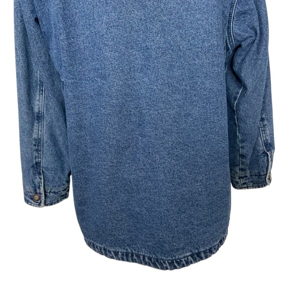 St. John's Bay Vintage Denim Barn Coat L Blue Button Front Pockets Chore Jacket - Picture 11 of 15